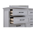 Pemberly Row Contemporary 60-inch Gray Solid Wood Dresser with Black Metal Pulls