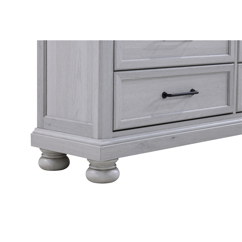 Pemberly Row Contemporary 60-inch Gray Solid Wood Dresser with Black Metal Pulls