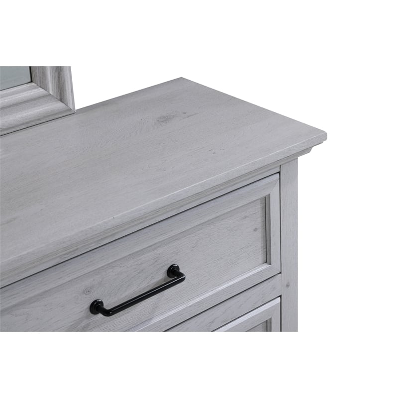 Pemberly Row Contemporary 60-inch Gray Solid Wood Dresser with Black Metal Pulls