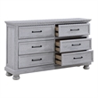 Pemberly Row Contemporary 60-inch Gray Solid Wood Dresser with Black Metal Pulls