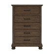 Pemberly Row Brown Distressed Finish 5-Drawer Chest with Metal Hardware