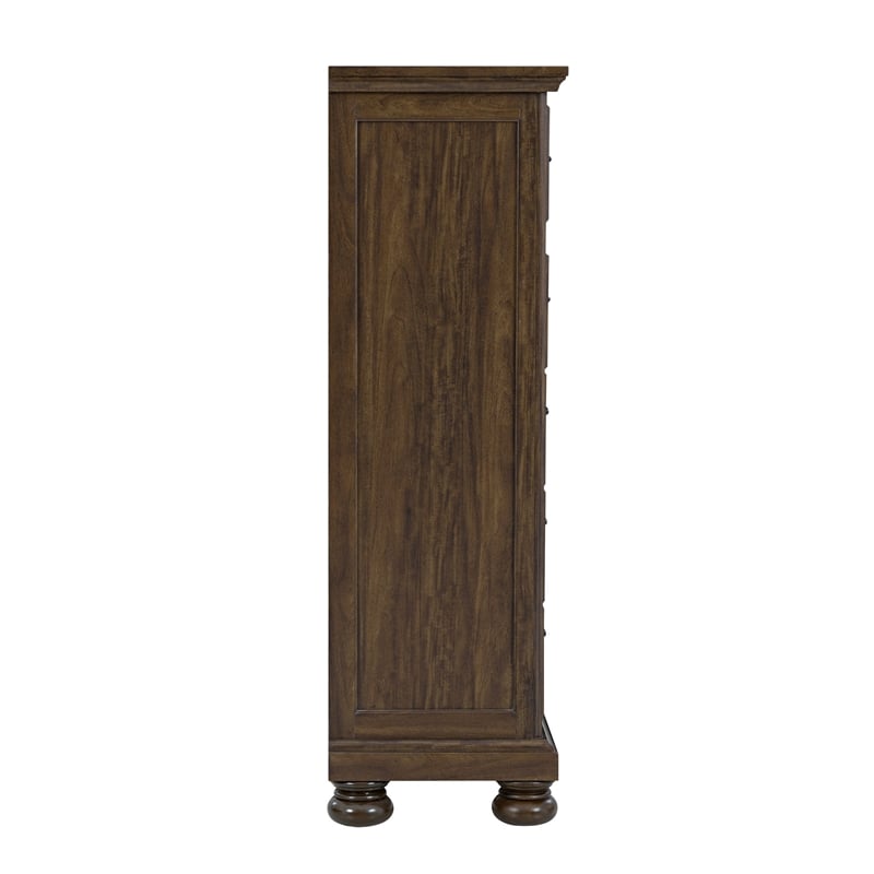 Pemberly Row Brown Distressed Finish 5-Drawer Chest with Metal Hardware