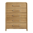 Pemberly Row Mid-Century Hickory Wood 5-Drawers Chest with Waterfall Corners
