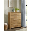 Pemberly Row Mid-Century Hickory Wood 5-Drawers Chest with Waterfall Corners
