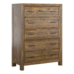 Pemberly Row Contemporary 37-inch Brown Rustic Pine 5-Drawer Chest