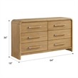 Pemberly Row Contemporary 64-inch Natural Hickory Wood 6-Drawer Dresser