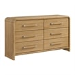 Pemberly Row Contemporary 64-inch Natural Hickory Wood 6-Drawer Dresser