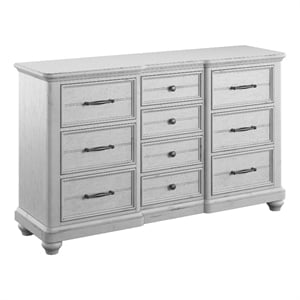 Pemberly Row Coastal Gray Spacious 10-Drawers Solid Wood Dresser