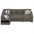 Brown Pop-Up Sectional Sofa with Storage and Fold-Down Console