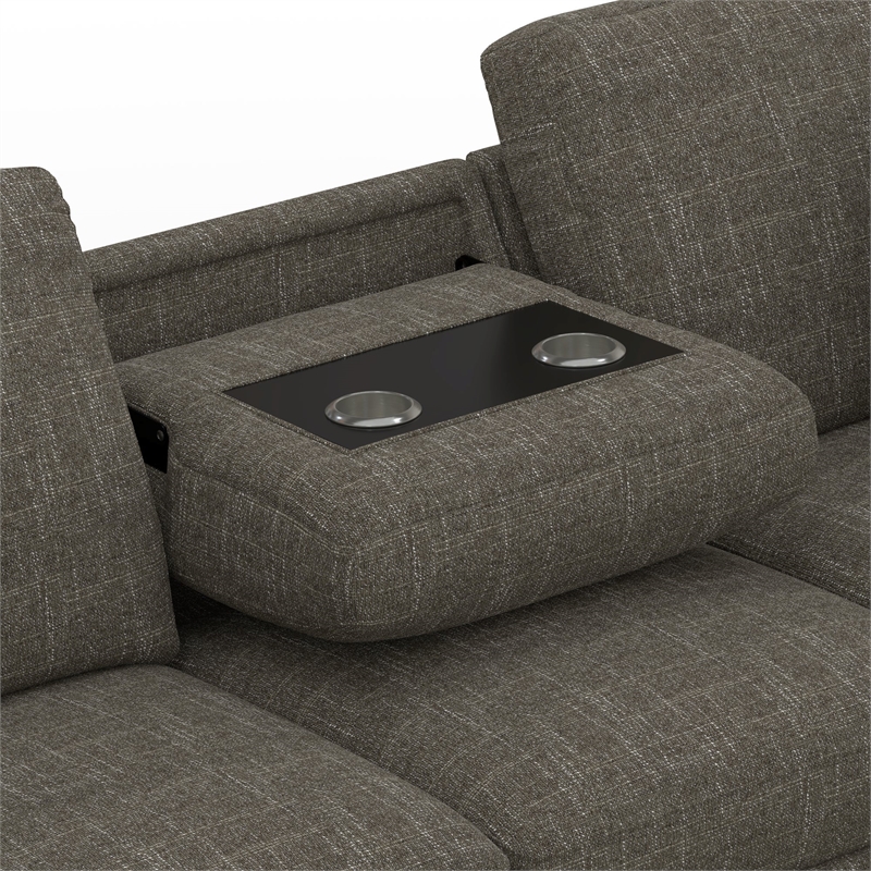 Brown Pop-Up Sectional Sofa with Storage and Fold-Down Console