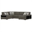 Brown Pop-Up Sectional Sofa with Storage and Fold-Down Console
