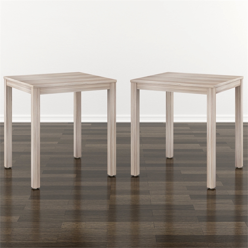 Pemberly Row Contemporary Solid Hardwood End Tables in Beige (Set of 2)
