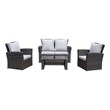 Pemberly Row 4-Piece Stainless Steel Patio Furniture Set with Cushions in Gray