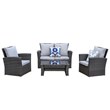 Pemberly Row 4-Piece Stainless Steel Patio Furniture Set with Cushions in Gray