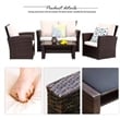 Pemberly Row PE Rattan Wicker 4-Piece Outdoor Patio Furniture Set in Brown