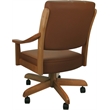 Pemberly Row Leather & Solid Wood Swivel Dining Caster Chair in Brown on Honey