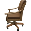 Pemberly Row Leather & Solid Wood Swivel Dining Caster Chair in Brown on Honey