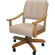 Pemberly Row Leather & Solid Wood Swivel Dining Caster Chair in Tan on Honey