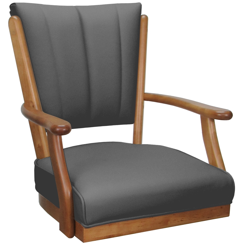 Pemberly Row Leather & Solid Wood Caster Dining Chair in Gray on Honey Frame