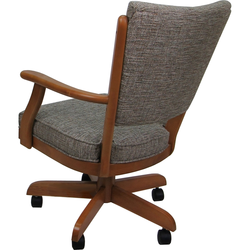 Pemberly Row Solid Wood Swivel Caster Dining Chair in Jetty June Tan in Honey