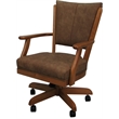 Pemberly Row Solid Wood Swivel Caster Dining Chair in Pecan Brown Vinyl Honey