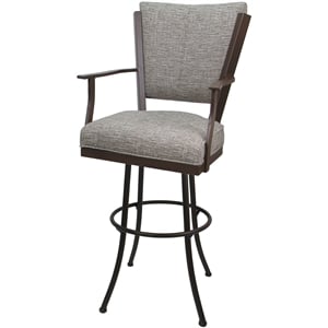 Pemberly Row 34&quot Extra Tall Swivel Metal Bar Stool in Jetty June Tan Brown