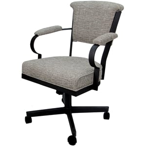 Pemberly Row Swivel Metal Dining Caster Chair in Jetty June Tan Black