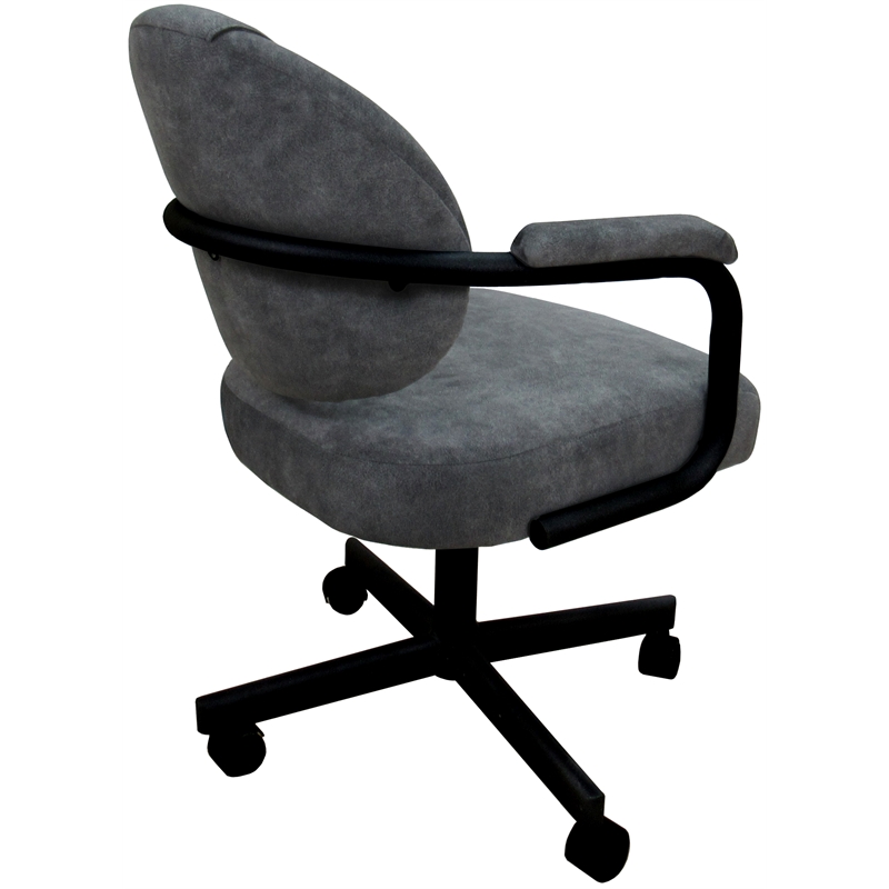 Pemberly Row Swivel Metal Dining Caster Chair in Outlier Charcoal Gray Black