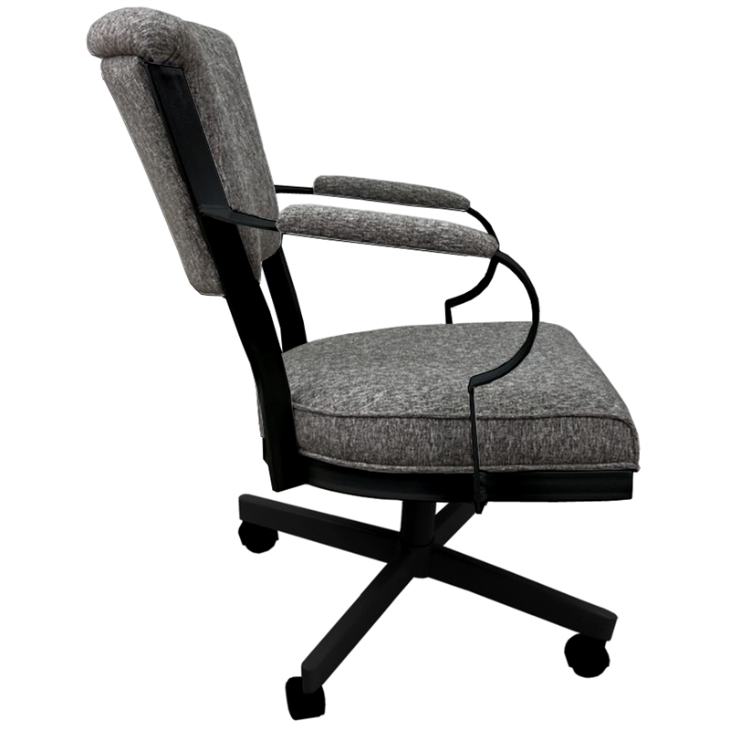 Pemberly Row Swivel Fabric & Metal Caster Dining Chair in Gray Black