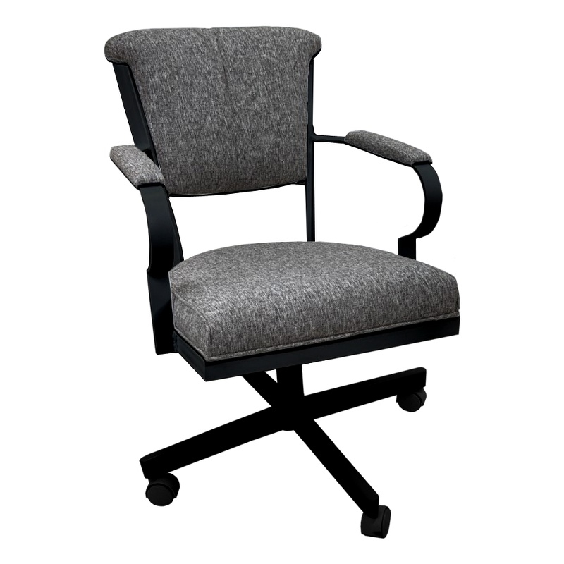 Pemberly Row Swivel Fabric & Metal Caster Dining Chair in Gray Black