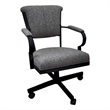 Pemberly Row Swivel Fabric & Metal Caster Dining Chair in Gray Black