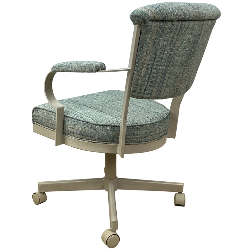 Pemberly Row Swivel Fabric & Metal Caster Dining Chair in Aquatint Beige
