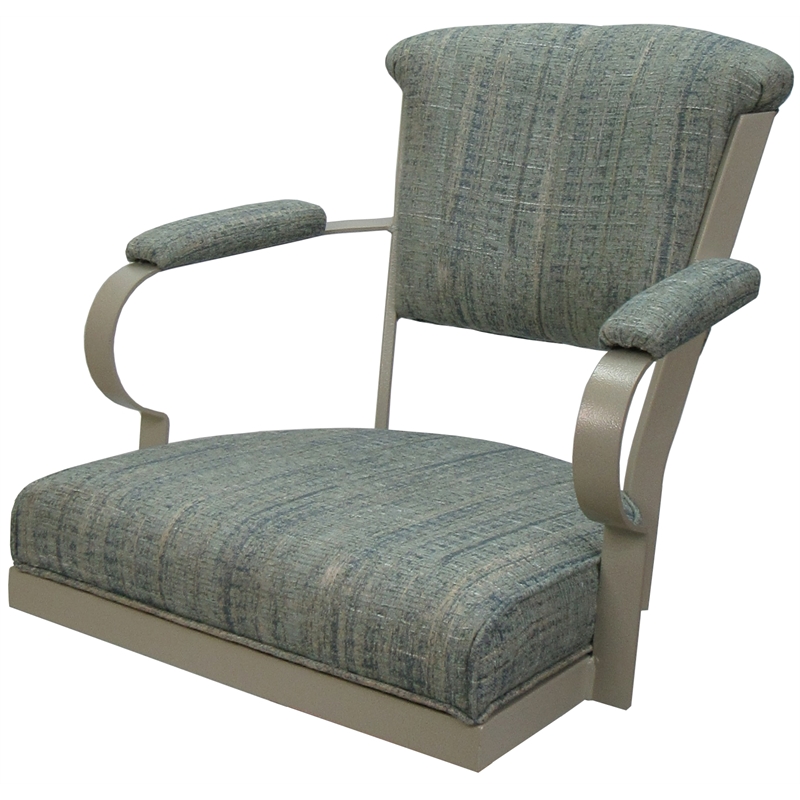 Pemberly Row Swivel Fabric & Metal Caster Dining Chair in Aquatint Beige