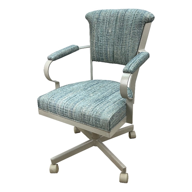 Pemberly Row Swivel Fabric & Metal Caster Dining Chair in Aquatint Beige