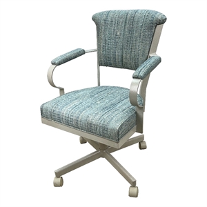 Pemberly Row Swivel Fabric & Metal Caster Dining Chair in Aquatint Beige