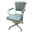 Pemberly Row Swivel Fabric & Metal Caster Dining Chair in Aquatint Beige