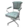 Pemberly Row Swivel Fabric & Metal Caster Dining Chair in Aquatint White