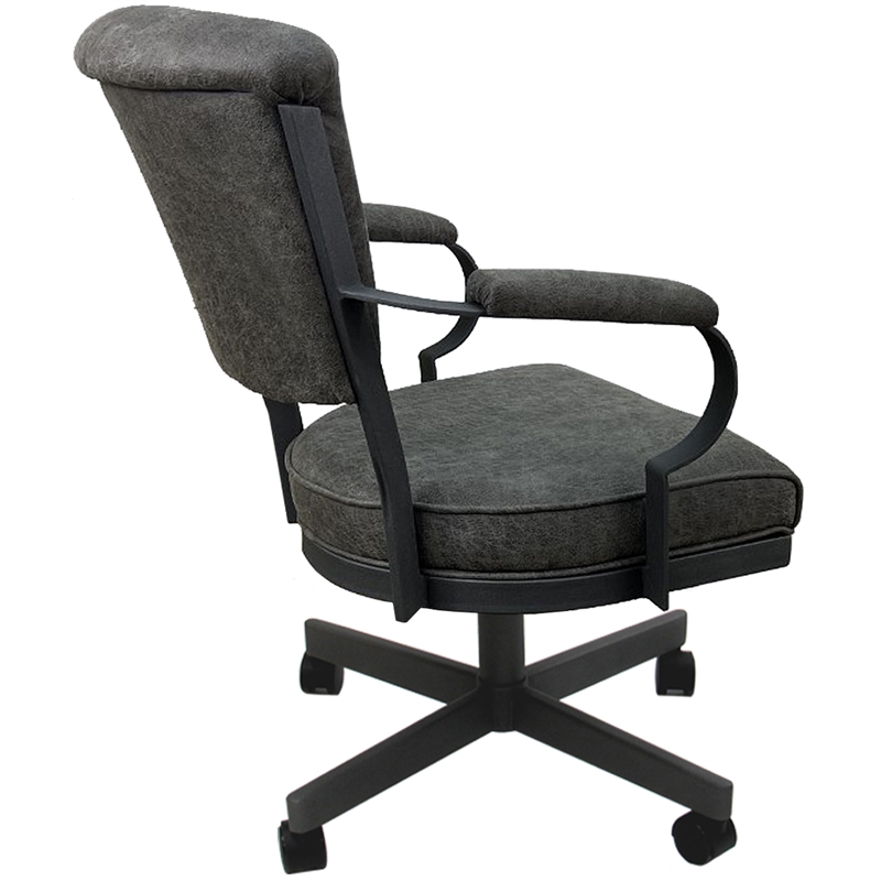 Pemberly Row Swivel Fabric & Metal Caster Dining Chair in Northwest Gray