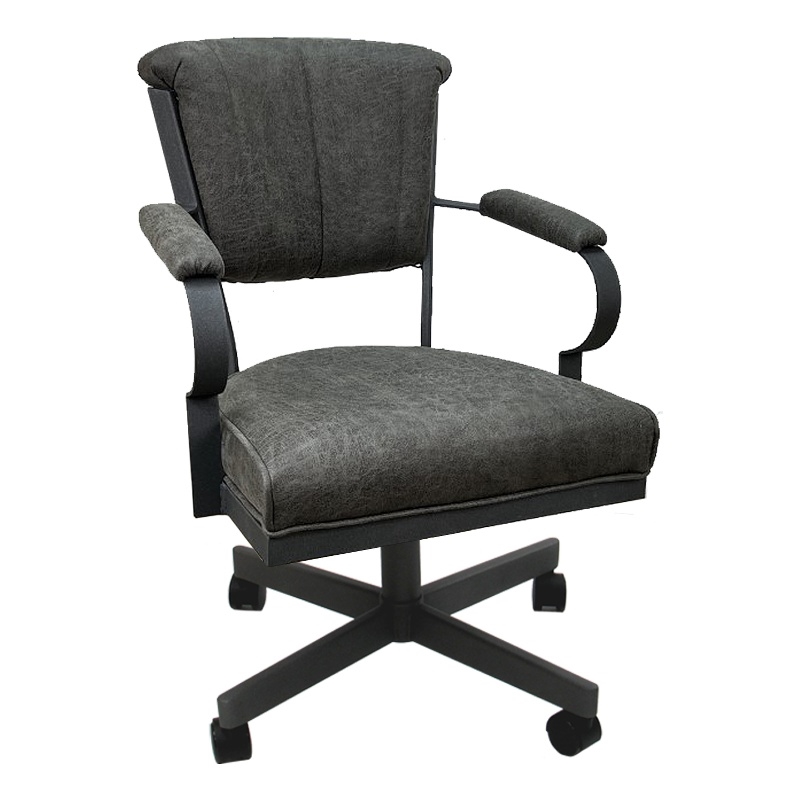 Pemberly Row Swivel Fabric & Metal Caster Dining Chair in Northwest Gray