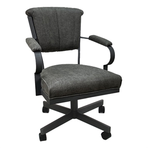 Pemberly Row Swivel Fabric & Metal Caster Dining Chair in Northwest Gray