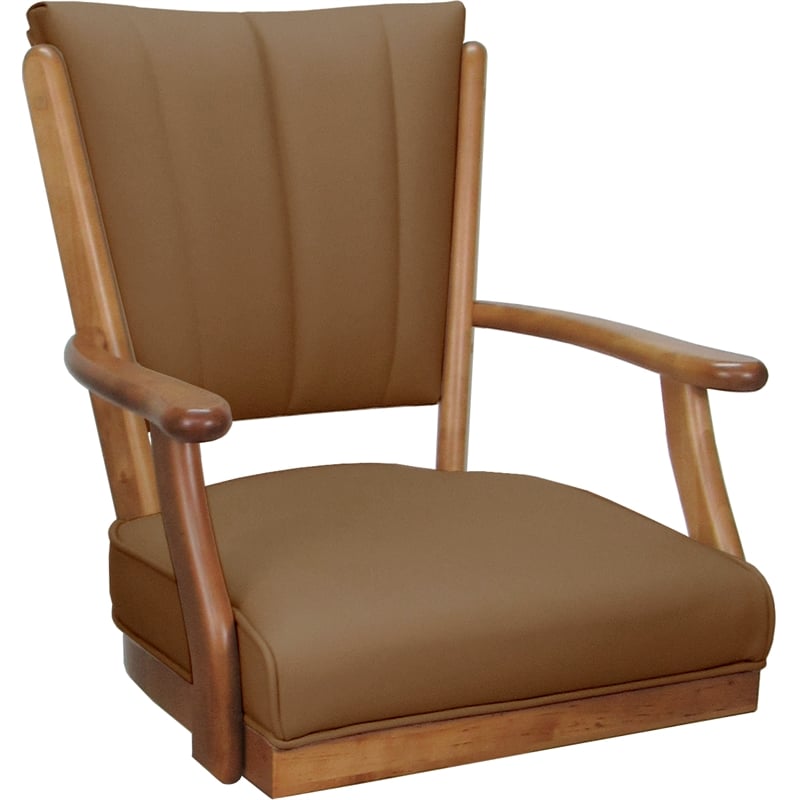 Pemberly Row Leather Caster Solid Wood Dining Chair in Brown Honey