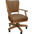 Pemberly Row Leather Caster Solid Wood Dining Chair in Brown Honey