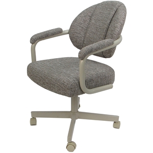 Pemberly Row Swivel Metal Dining Caster Chair in Jetty June Khaki Beige