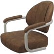 Pemberly Row Swivel Metal Dining Caster Chair in Pecan Brown Vinyl White