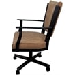 Pemberly Row Swivel Metal Dining Caster Chair in Pecan Brown Vinyl Black