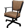 Pemberly Row Swivel Metal Dining Caster Chair in Pecan Brown Vinyl Black