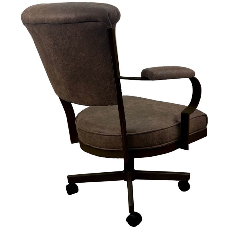Pemberly Row Swivel Fabric and Metal Caster Dining Chair in Whiskey Brown
