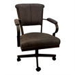 Pemberly Row Swivel Fabric and Metal Caster Dining Chair in Whiskey Brown