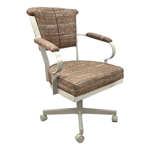 Pemberly Row Swivel Fabric and Metal Caster Dining Chair in Watusi Madder White