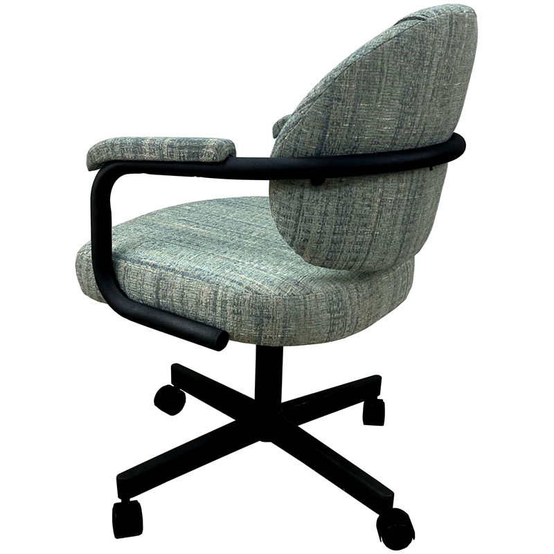 Pemberly Row Swivel Metal Caster Dining Chair in Watusi Aquatint Black